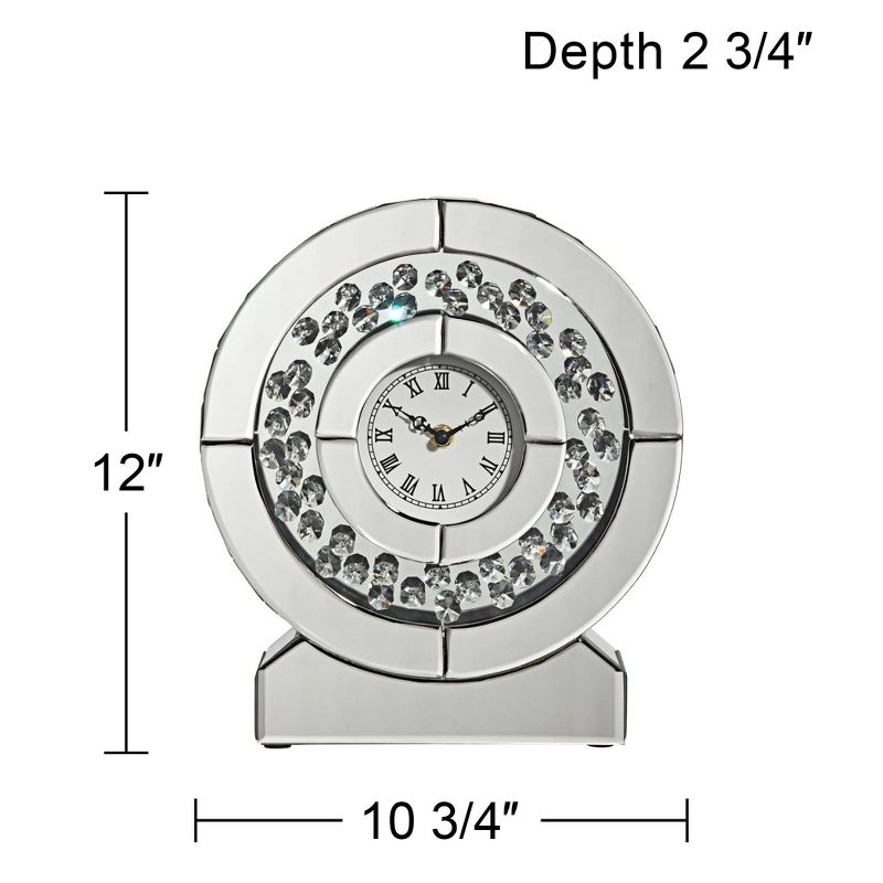 Dahlia Studios Claudyn 12" High Mirrored and Crystal Table Clock