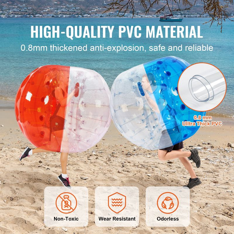 VEVOR Inflatable Bumper Balls 2-Pack, 5FT/1.5M Body Sumo Zorb Balls for Teen & Adult, 0.8mm Thick PVC Human Hamster Bubble Balls