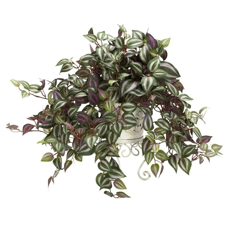 Nearly Natural Wandering Jew with Metal Planter Silk Plant