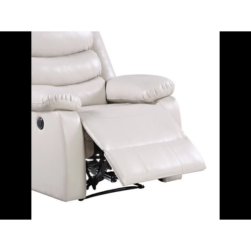 39" Eilbra PU Accent Chair Beige - Acme Furniture: Smooth Faux Leather, Pocket Coil Seating