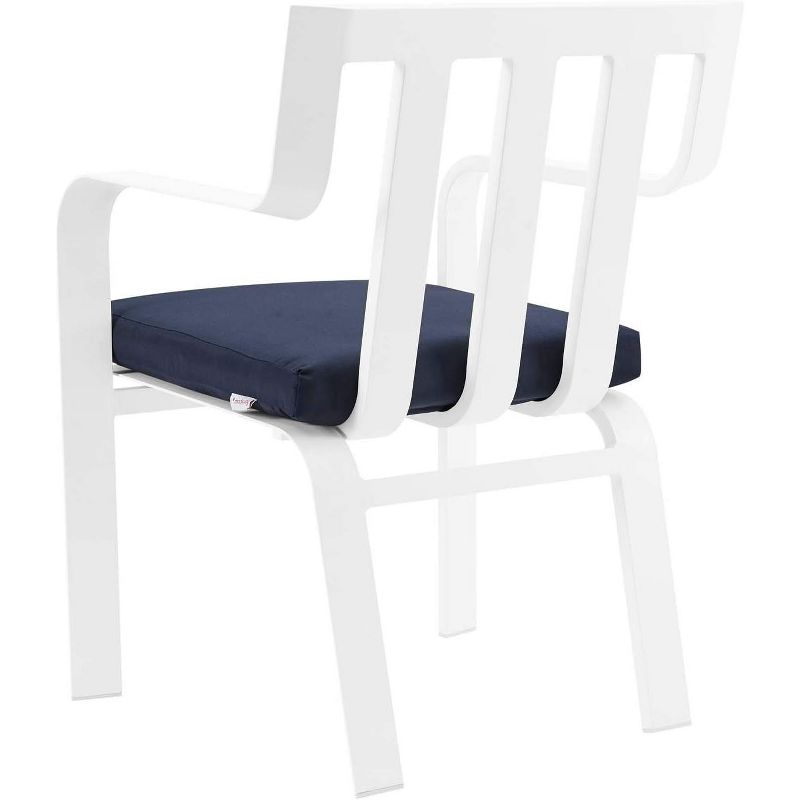 Modway Baxley Stackable Outdoor Patio Aluminum Dining Armchair White Navy