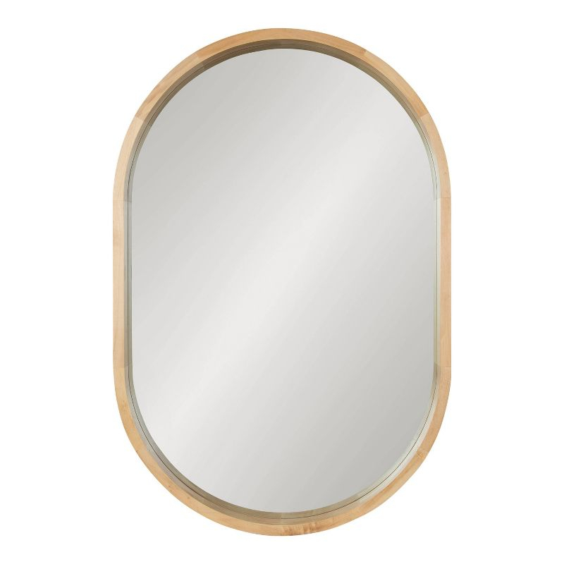 24" x 36" Hutton Wood Framed Capsule Wall Mirror Natural: Scandinavian Style, Poplar Frame - Kate & Laurel