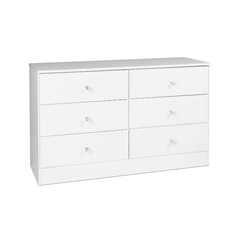 Astrid 6 Drawer Dresser White - Prepac: Laminated Wood Composite, Easy-Glide, Safety Stops