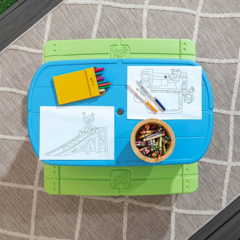 Step2 Rectangle Sun & Shade Picnic Table with Umbrella - Blue/Green