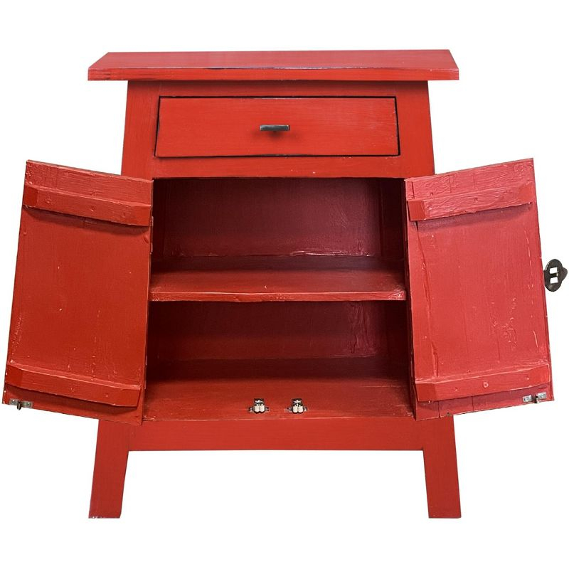 Besthom Shabby Chic Cottage 21 in. Red Rectangular Wood End Table
