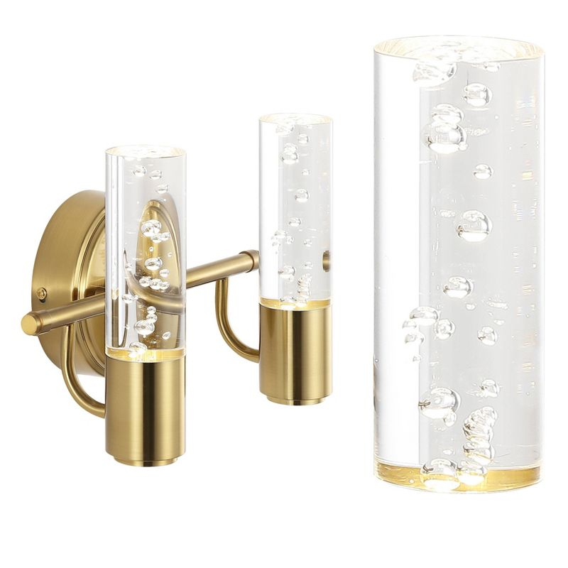 10.75" 2-Light Bolha Minimalist Bubble Acrylic/Iron Wall Sconce Light Brass/Gold - JONATHAN Y: ETL Listed, Modern Vanity Fixture