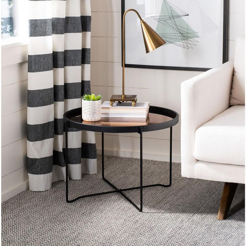 Ruby Medium Tray Accent Table - Rose Gold/Black - Safavieh.