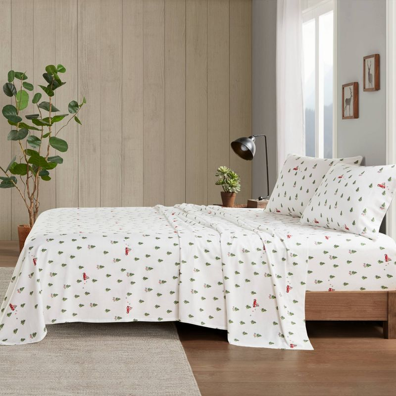 Queen Cotton Flannel Sheet Set Green Tree Trip - Woolrich