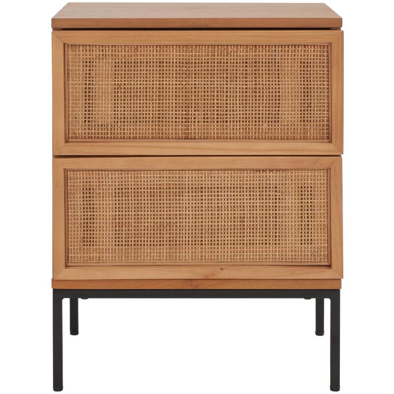 Zadie 2 Drawer Rattan Nightstand - NST5007 - Natural/Black - Safavieh
