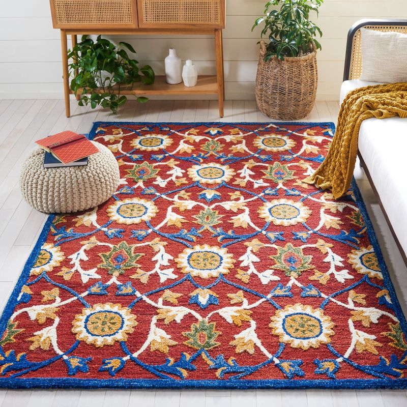 Blossom BLM564 Hand Tufted Area Rug - Rust/Blue - 4'x6' - Safavieh.