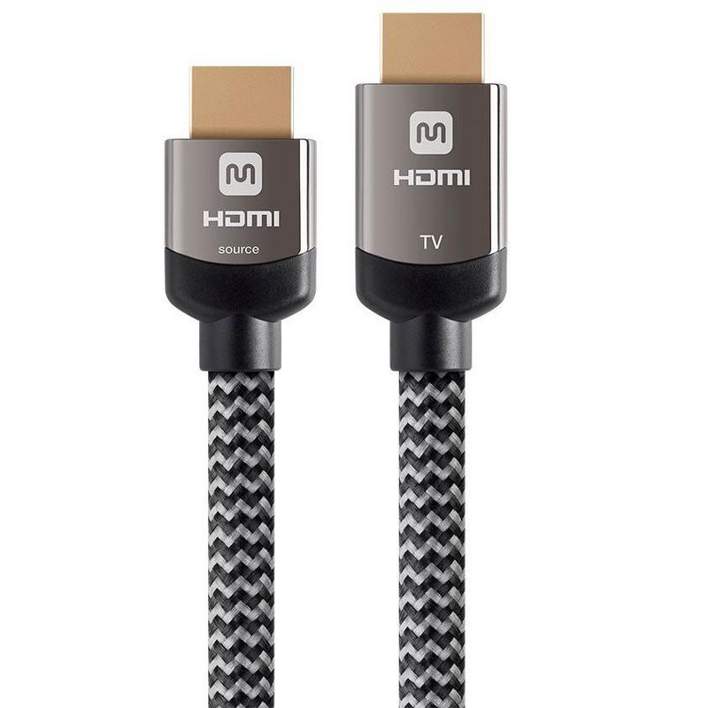 Monoprice HDMI Cable - 30 Feet - Gray | High Speed, Active Chipset, 4K@60Hz, 18Gbps, HDR, 28AWG, YUV, 4:4:4, CL3 - Luxe Series
