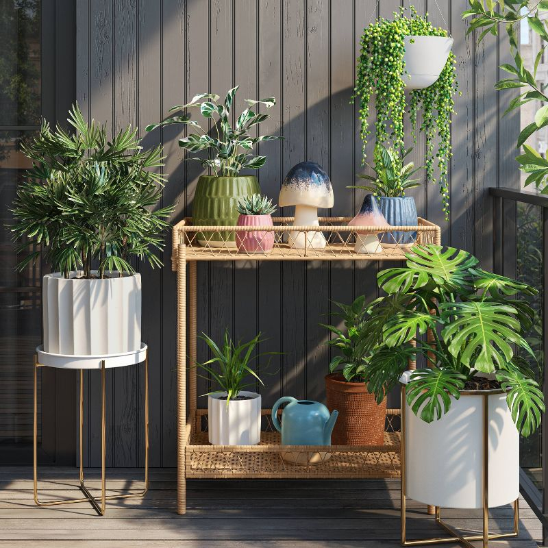 Iron Indoor Outdoor Plant Stand White/Brass - Threshold™