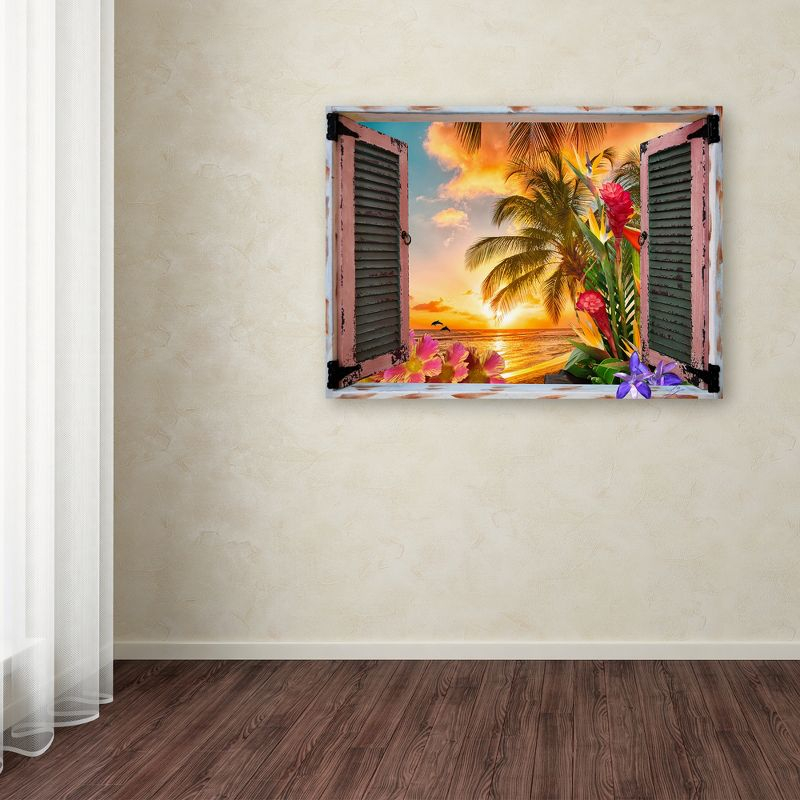 Trademark Fine Art -Leo Kelly 'Tropical Window to Paradise II' Canvas Art - 24''x32''