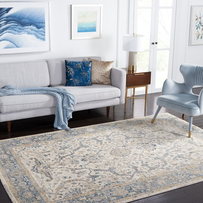Valencia VAL566 Power Loomed Area Rug - Ivory/Blue - 5'x8' - Safavieh.
