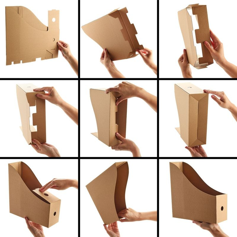 Juvale Juvale 8-Pack Kraft Paper Material Cardboard Magazine File Holder Boxes with Labels - Desk Organizer for Documents