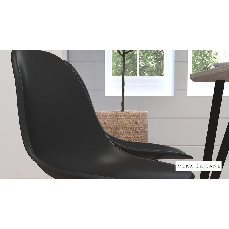 Merrick Lane Orange Polypropylene Accent Chair with Metal Braced Wooden Legs