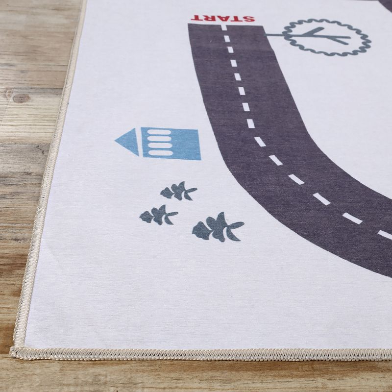 Path Non-Slip Kids Playroom Nursery Washable Indoor Area Rug, 2'x3', Ivory - Blue Nile Mills