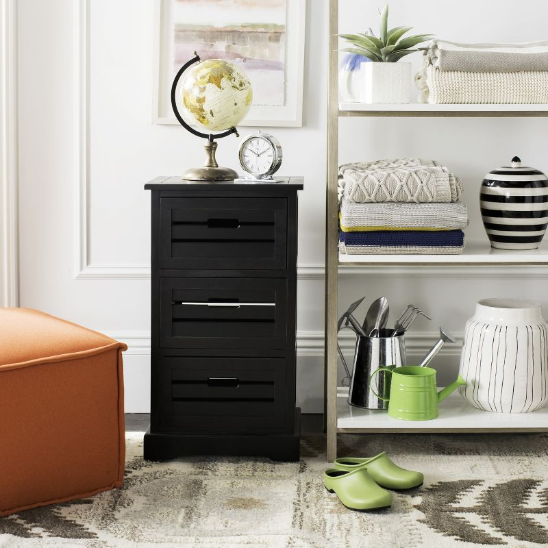 Samara 3 Drawer Cabinet - AMH5713 - Distressed Black - Safavieh Couture