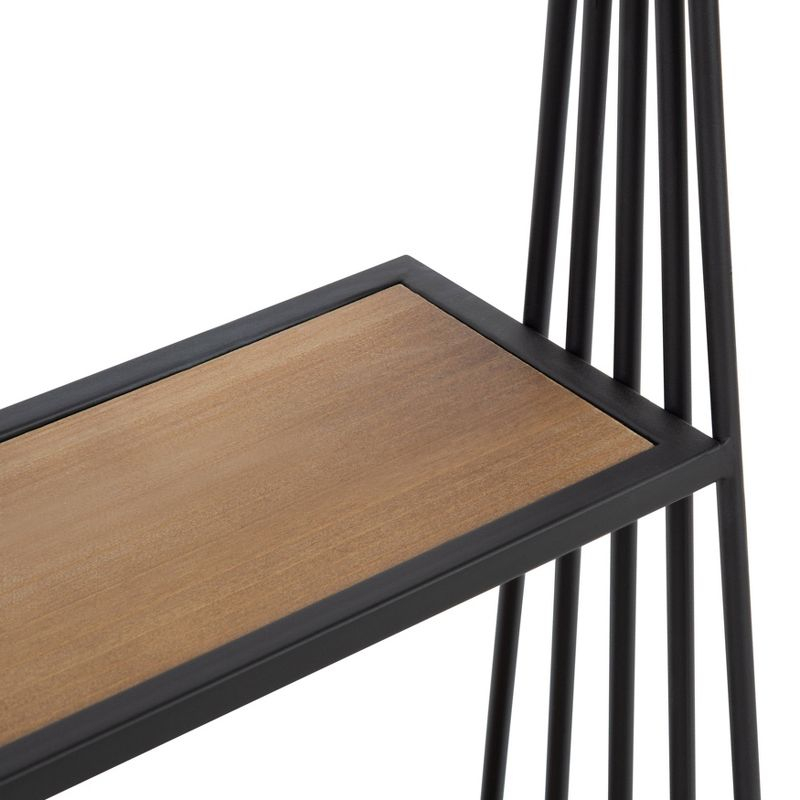 23" x 30" Nevin Wall Mounted Hanging Shelf Rustic Brown/Black - Kate and Laurel: Metal Frame, 3 Open Shelves