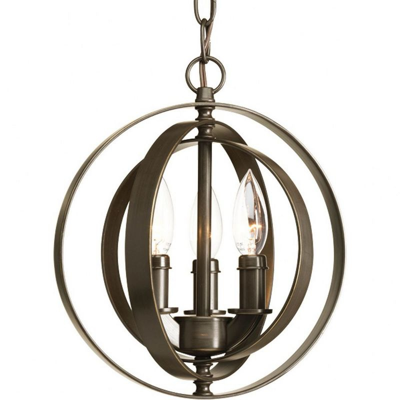 Progress Lighting Equinox 3-Light Mini-Pendant, Antique Bronze, No Shade