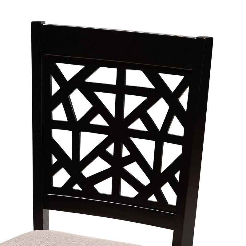 Set of 4 Jackson Dining Chair Sand/Espresso - Baxton Studio: Contemporary Cut-Out Back Design, Square Frame