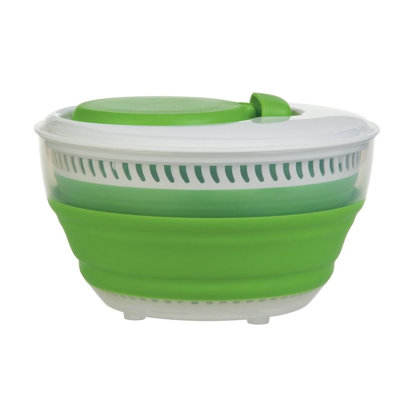 Prepworks Collapsible 3qt Salad Spinner: Dishwasher-Safe, Nonslip Base, Adjustable Handle, Green Lettuce Spinner
