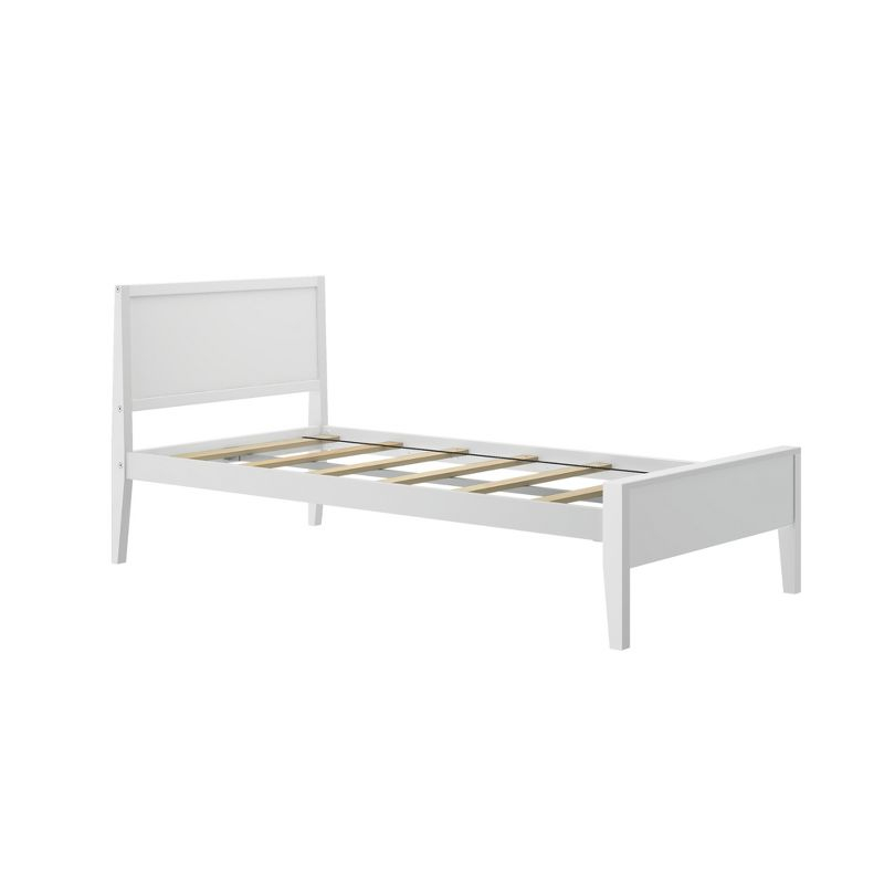 Max & Lily Twin Bed Frame, Solid Wood Classic Platform Bed with Panel Headboard for Kids