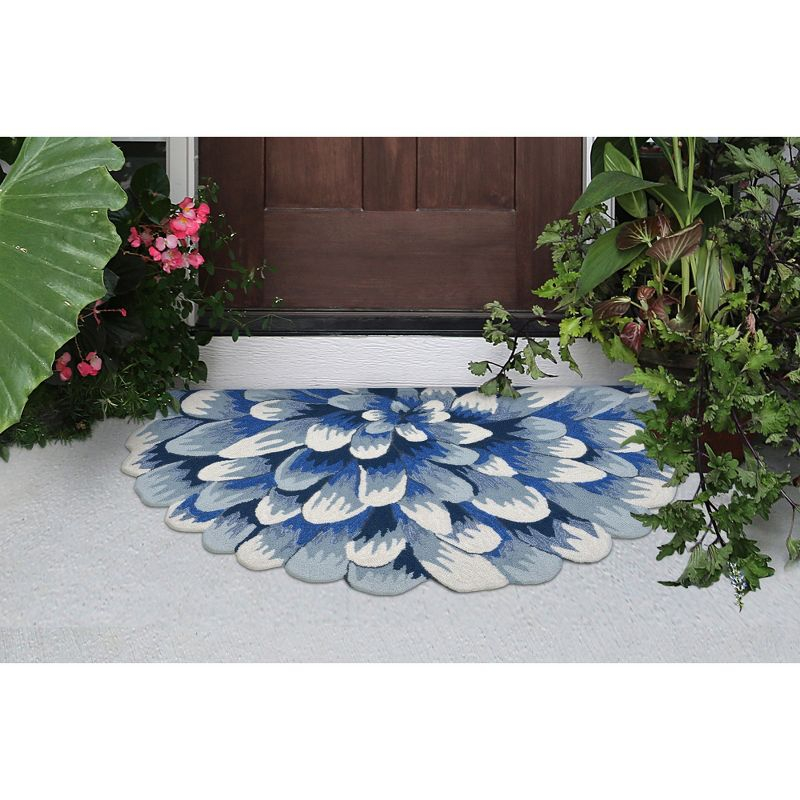 Liora Manne Frontporch Mum Indoor/Outdoor Rug Blue 2' x 3'