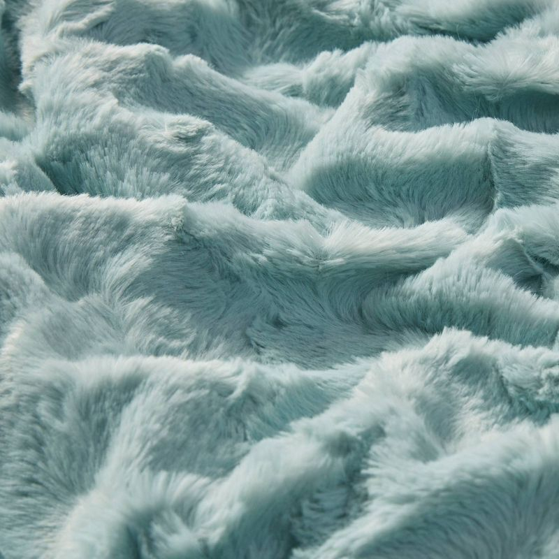 60"x70" Oversized Marselle Faux Fur Throw Blanket Aqua - Madison Park