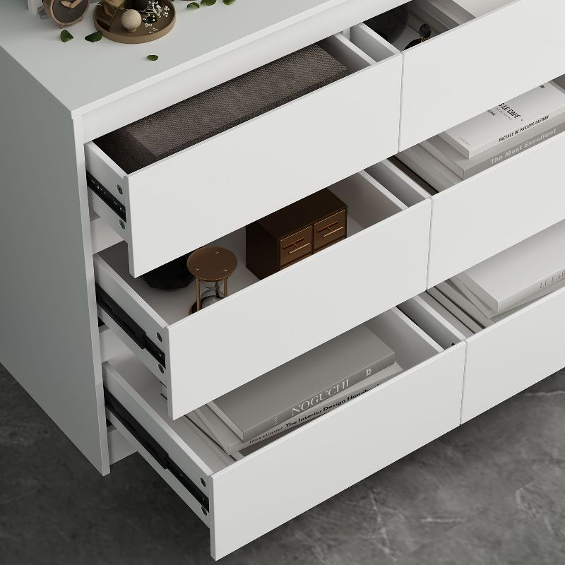 FUFU&GAGA White Modern Dresser for Bedroom 9 Drawers Wood Chest of Drawers