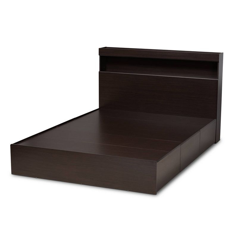 Queen 6 Drawer Blaine Wood Platform Storage Bed Dark Brown - Baxton Studio