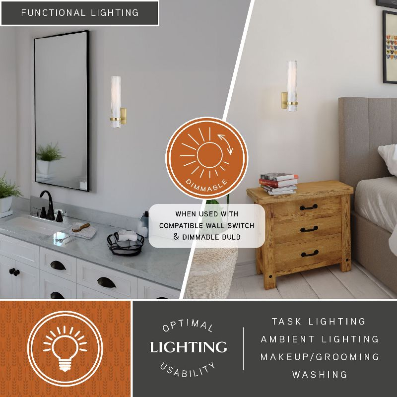 Vilo 1 Light Brass Bathroom Wall Fixture