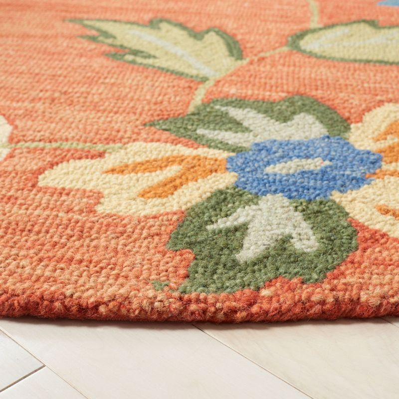 Blossom BLM673 Hand Hooked Area Rug - Rust/Multi - 6' Round - Safavieh.