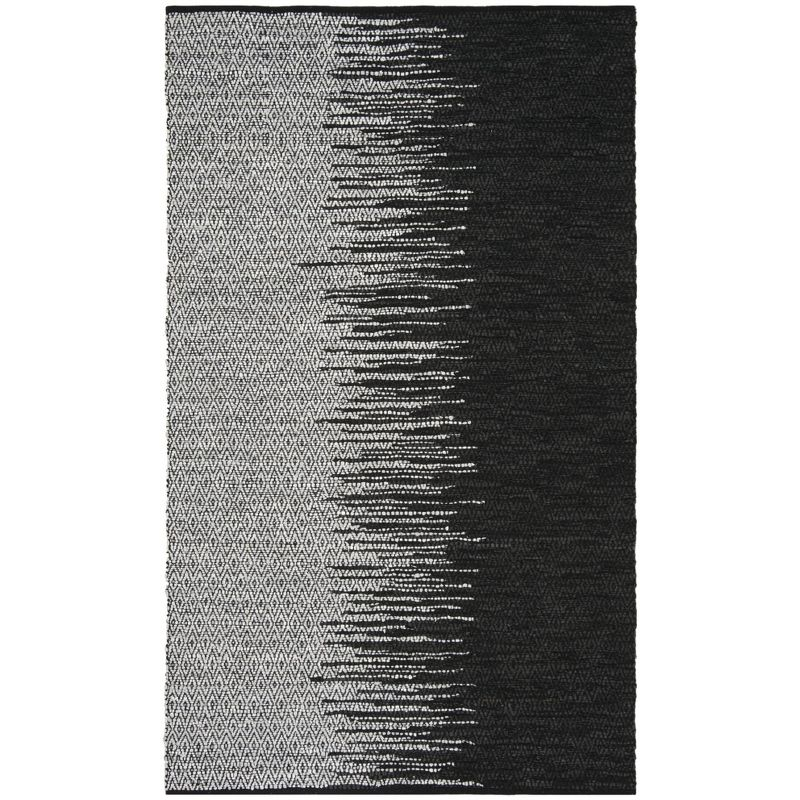 Vintage Leather VTL388 Hand Woven Indoor Area Rug - Light Grey/Black - 6'x9' - Safavieh