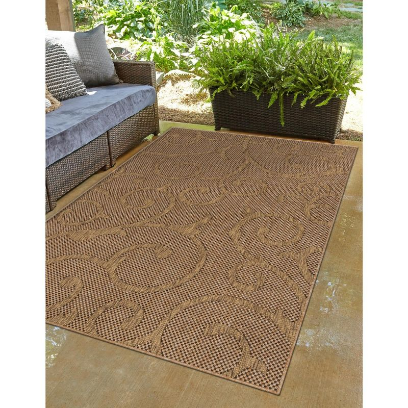 Unique Loom 5' 0 x 8' 0 Light Brown Outdoor Botanical Vine Area Rug