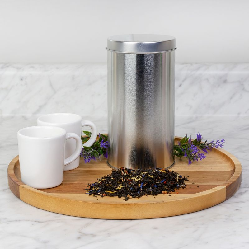 Solstice Large Double Seal Tea Canisters 4pk; Round Metal Containers with Interior Seal Lid