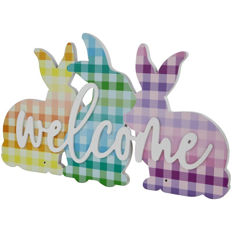 Northlight Gingham Bunnies Welcome Easter Wall Sign - 13.75"