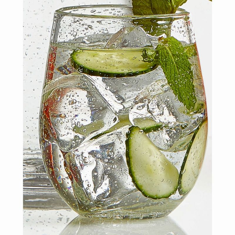tagltd 16 oz. Bubble Glass Stemless Drinkware Clear Dishwasher Safe Beverage Glassware For Dinner Party Wedding Restaurant Bar