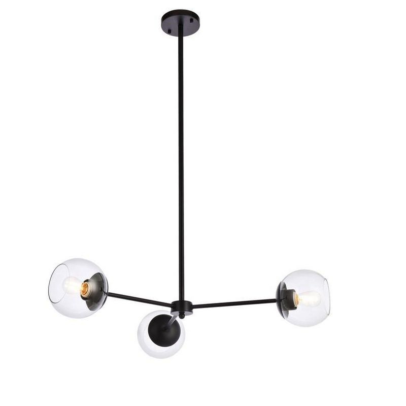 Elegant Lighting Briggs 32 inch pendant in black with clear shade