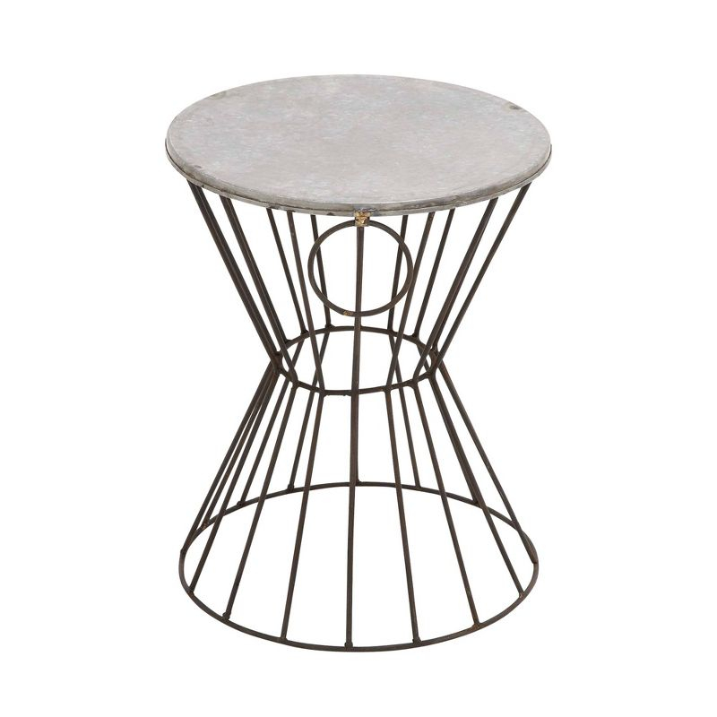 Metal Stool Patio Accent Table - Olivia & May: Round Iron Frame, No Assembly, Fade-Resistant