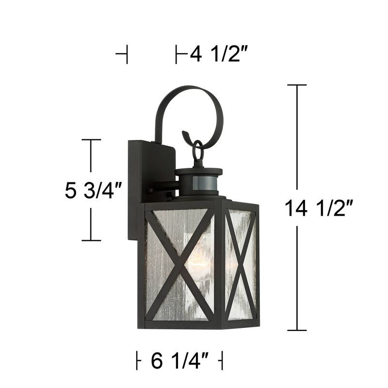 John Timberland Vintage Outdoor Wall Light Fixtures Set of 2 Textured Black 14 1/2" Dusk to Dawn Motion Sensor for Exterior House