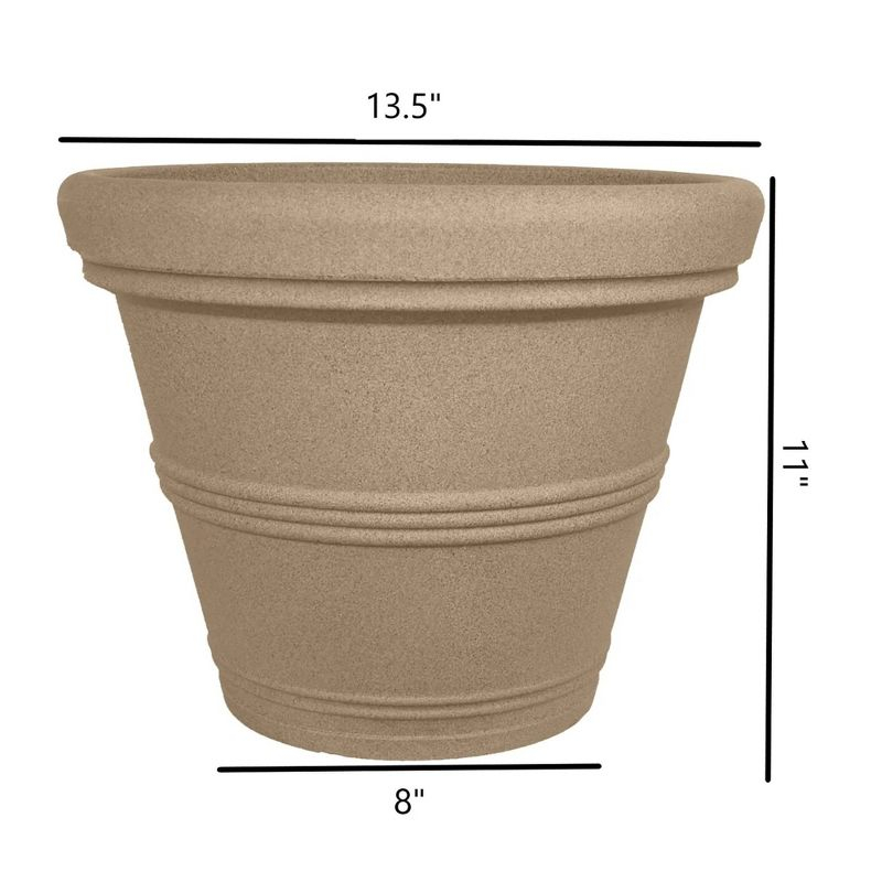 Tusco Products Rolled Rim Garden Pot, Sandstone,13.5"