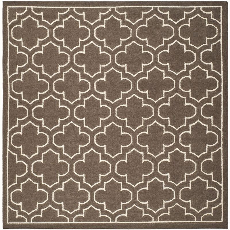 Dhurries DHU625 Hand Woven Area Rug - Brown/Ivory - 7'x7' - Safavieh.