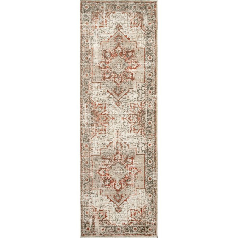 Nuloom Charlotte Faded Medallion Kitchen Runner Indoor Area Rug - Hallway, Entryway, 2' 6" x 8', Beige