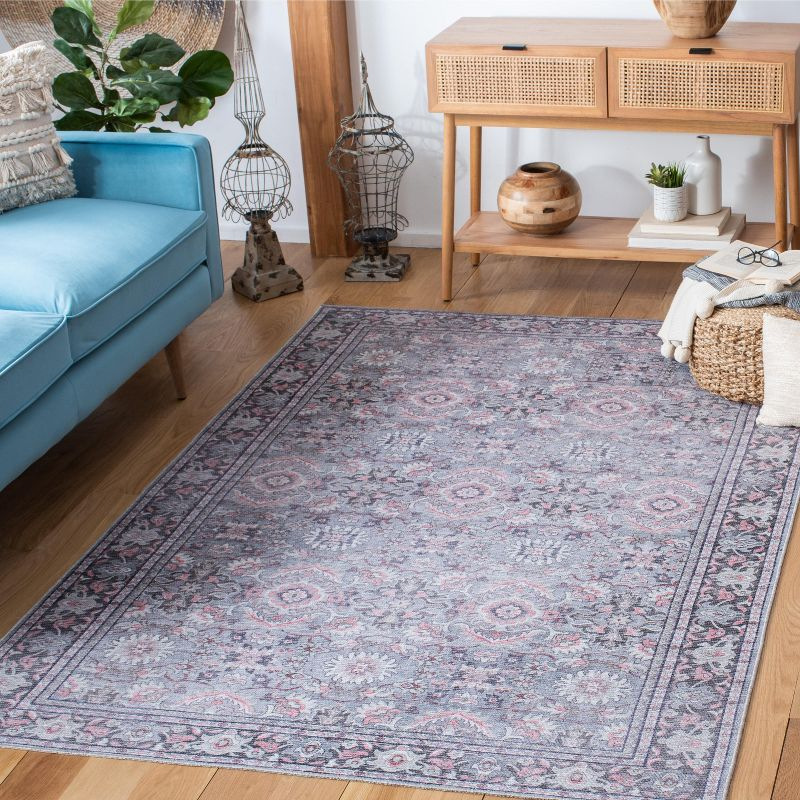 Serapi SEP584 Power Loomed Machine Washable Skid-Resistant Indoor Area Rug - Grey/Pink - 8'x10' - Safavieh