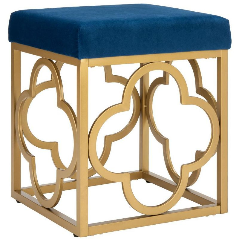 Fleur Square Ottoman - Navy/Gold - Safavieh