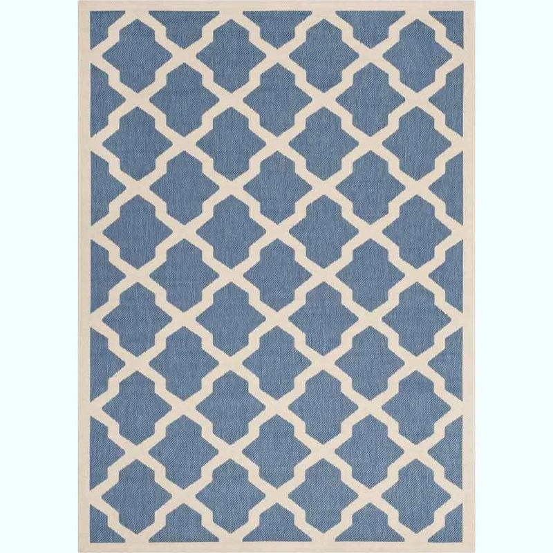 Courtyard CY6903 Power Loomed Indoor and Outdoor Area Rug - Blue/Beige - 6'7"x9'6" - Safavieh
