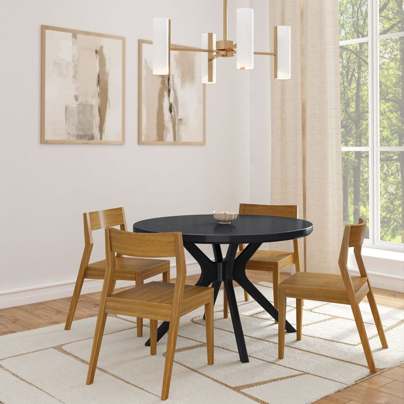 Plank+Beam Verso Round Dining Table, 47" Solid Wood Kitchen & Dining Room Table, Black