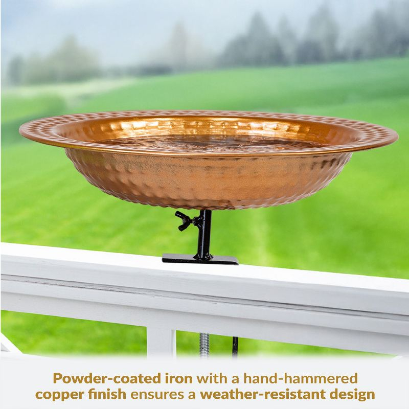 Sunnydaze Outdoor Deck-Mounted Bird Bath or Bird Feeder with Copper Finish - 12"