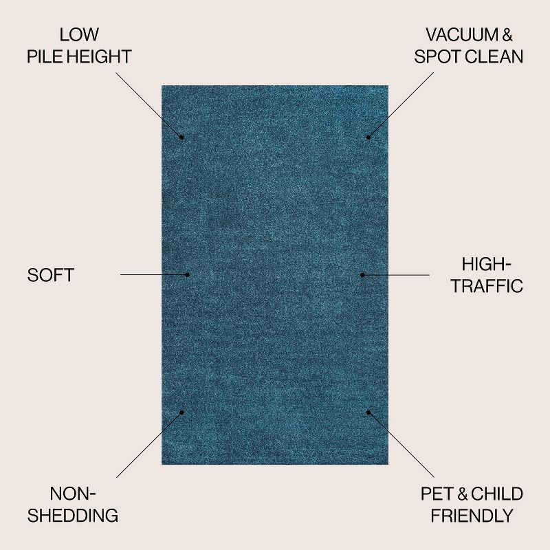 8'x10' Haze Solid Low-Pile Area Rug, Turquoise - JONATHAN Y